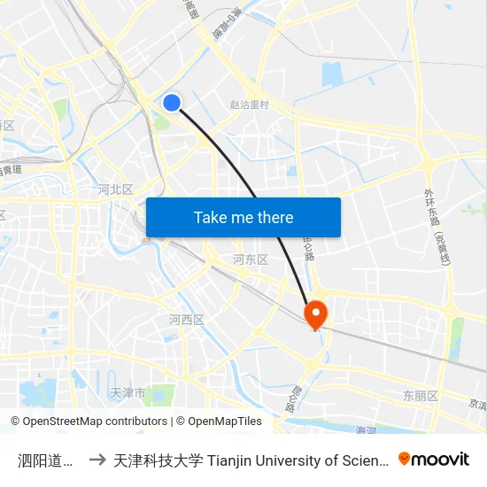 泗阳道公交站 to 天津科技大学 Tianjin University of Science and Technology map