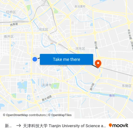 新兴路 to 天津科技大学 Tianjin University of Science and Technology map