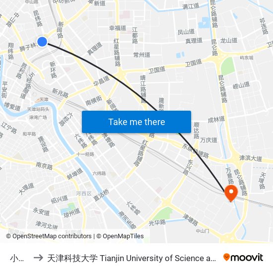 小树林 to 天津科技大学 Tianjin University of Science and Technology map