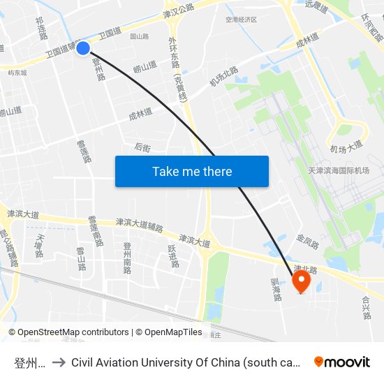 登州路 to Civil Aviation University Of China (south campus) map