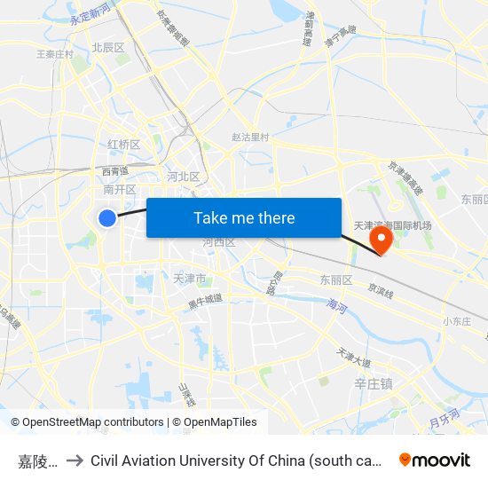 嘉陵里 to Civil Aviation University Of China (south campus) map