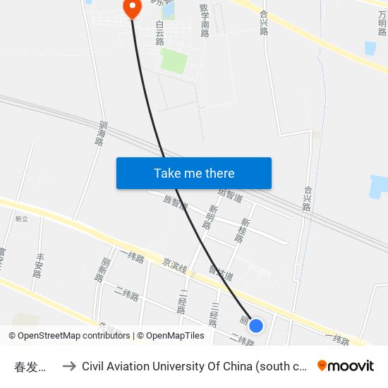 春发香料 to Civil Aviation University Of China (south campus) map