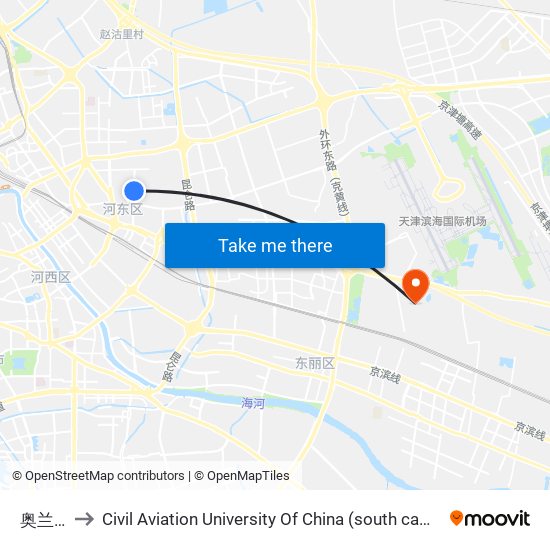 奥兰里 to Civil Aviation University Of China (south campus) map