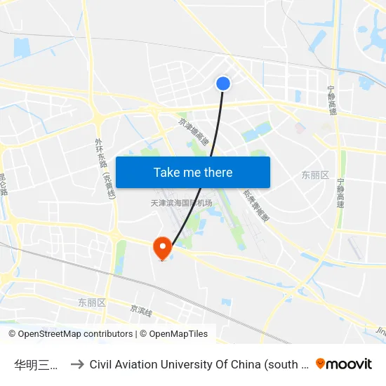 华明三纬路 to Civil Aviation University Of China (south campus) map