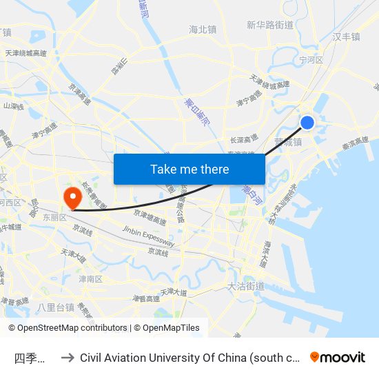 四季花苑 to Civil Aviation University Of China (south campus) map