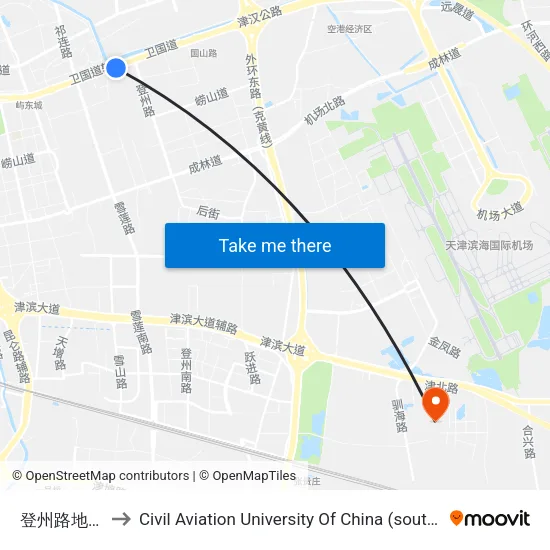 登州路地铁站 to Civil Aviation University Of China (south campus) map