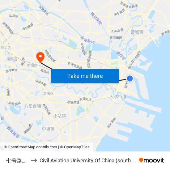 七号路海关 to Civil Aviation University Of China (south campus) map