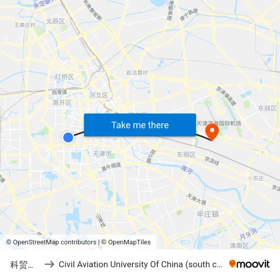 科贸大厦 to Civil Aviation University Of China (south campus) map