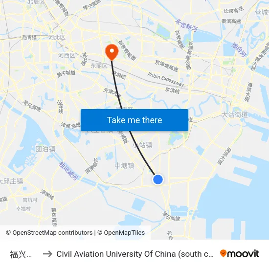福兴医院 to Civil Aviation University Of China (south campus) map