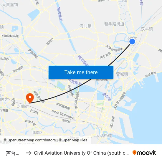 芦台四中 to Civil Aviation University Of China (south campus) map