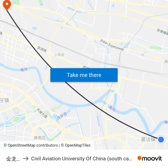 金龙里 to Civil Aviation University Of China (south campus) map