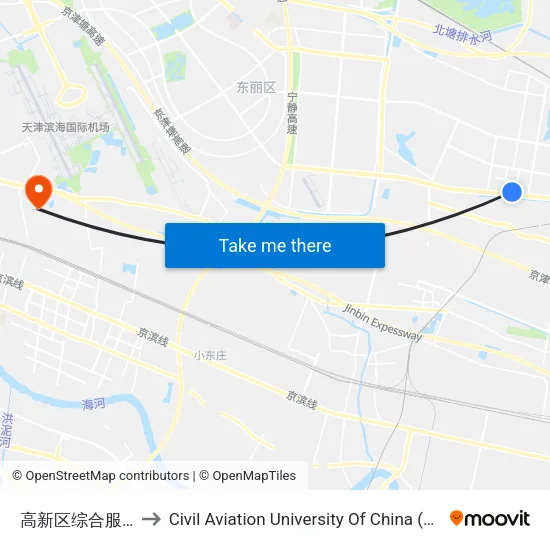 高新区综合服务中心 to Civil Aviation University Of China (south campus) map