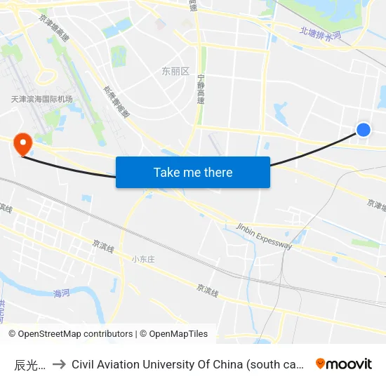 辰光路 to Civil Aviation University Of China (south campus) map