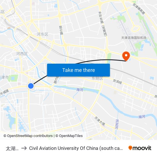 太湖路 to Civil Aviation University Of China (south campus) map