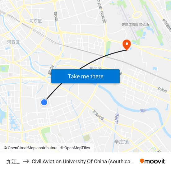 九江里 to Civil Aviation University Of China (south campus) map