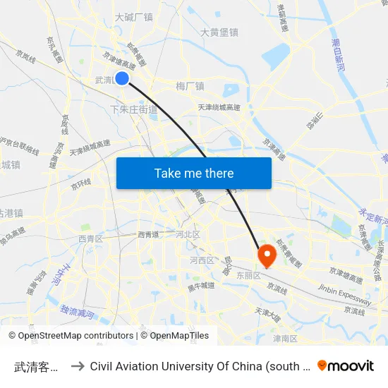 武清客运站 to Civil Aviation University Of China (south campus) map