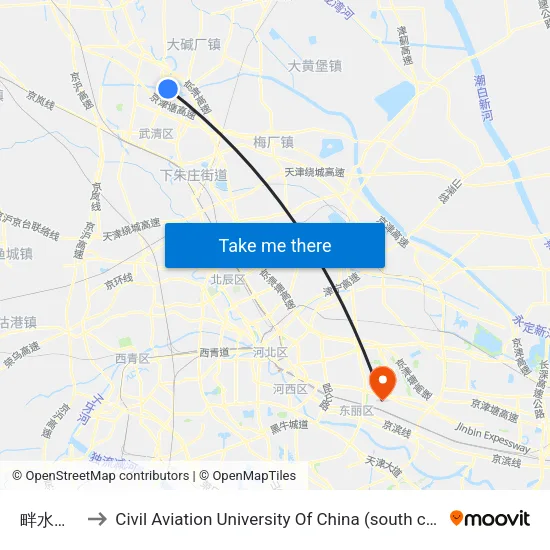 畔水庭院 to Civil Aviation University Of China (south campus) map