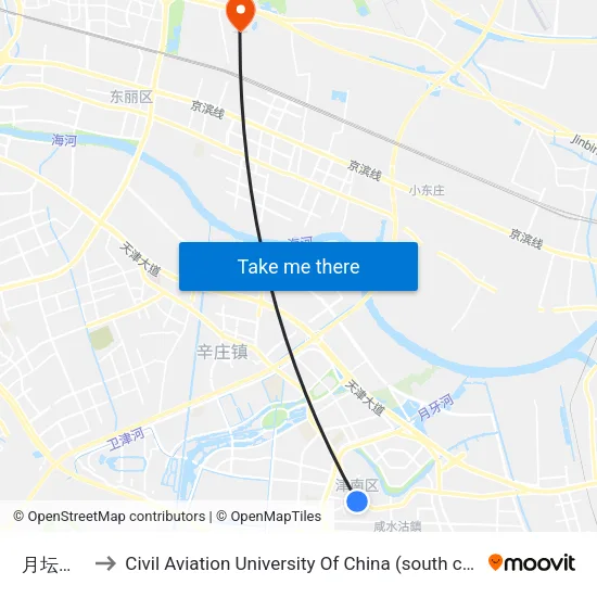 月坛商厦 to Civil Aviation University Of China (south campus) map