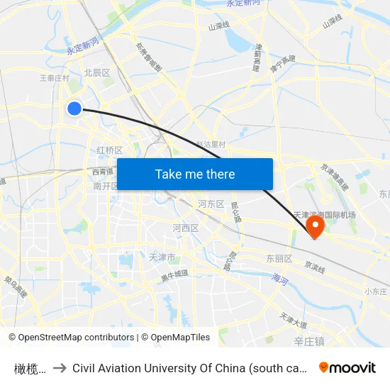 橄榄苑 to Civil Aviation University Of China (south campus) map