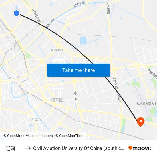 辽河北道 to Civil Aviation University Of China (south campus) map