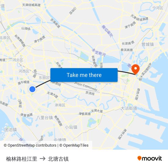 榆林路桂江里 to 北塘古镇 map