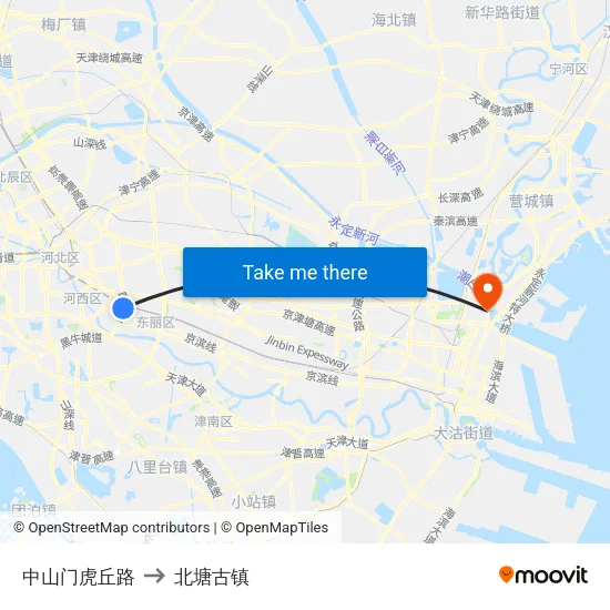 中山门虎丘路 to 北塘古镇 map
