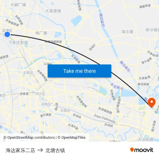 海达家乐二店 to 北塘古镇 map