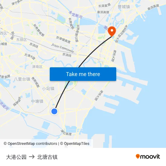 大港公园 to 北塘古镇 map