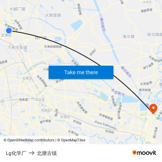 Lg化学厂 to 北塘古镇 map