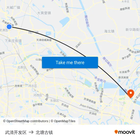 武清开发区 to 北塘古镇 map