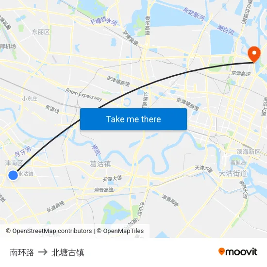 南环路 to 北塘古镇 map