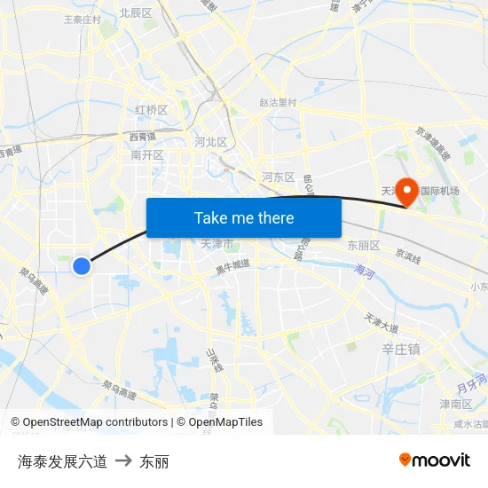 海泰发展六道 to 东丽 map