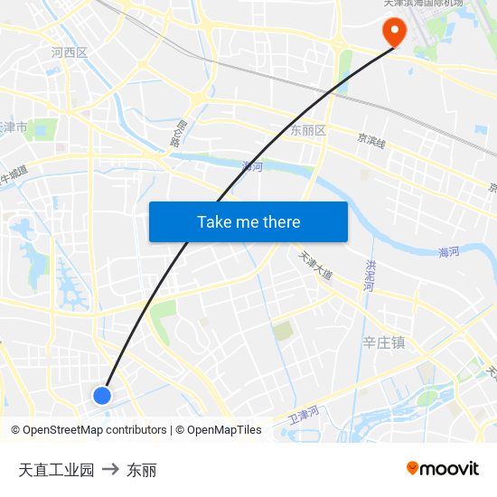 天直工业园 to 东丽 map
