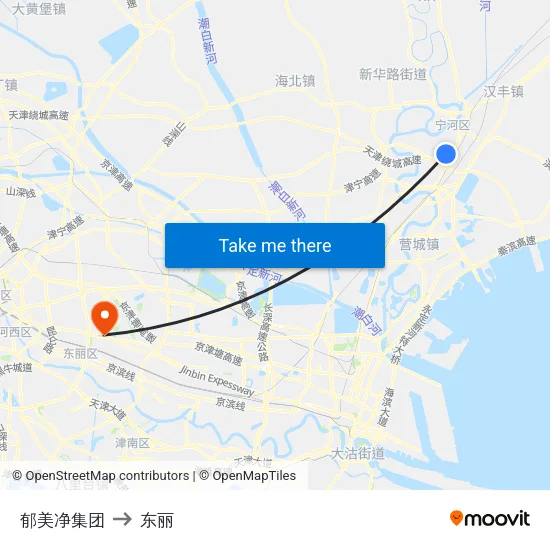 郁美净集团 to 东丽 map