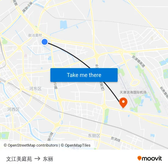 文江美庭苑 to 东丽 map
