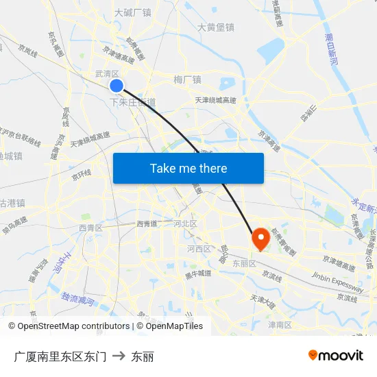 广厦南里东区东门 to 东丽 map