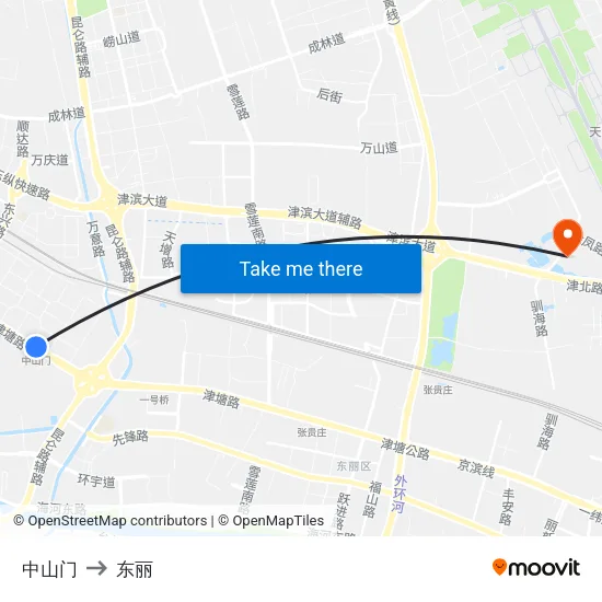中山门 to 东丽 map