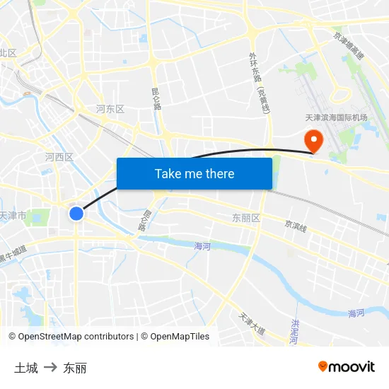 土城 to 东丽 map