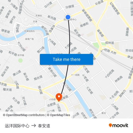 远洋国际中心 to 泰安道 map