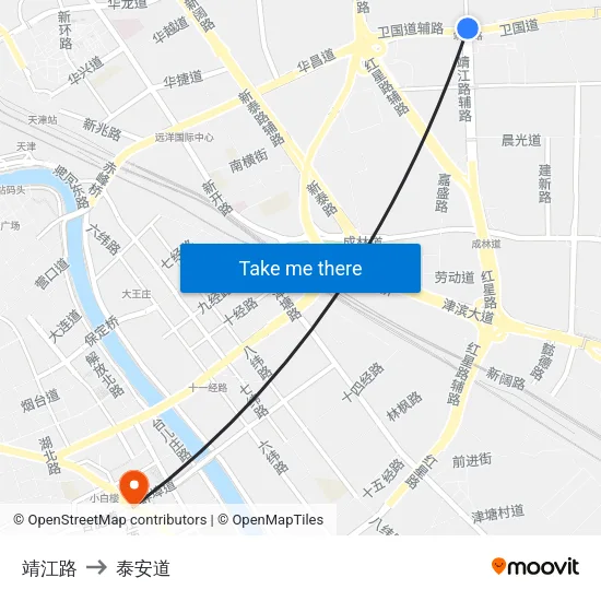 靖江路 to 泰安道 map