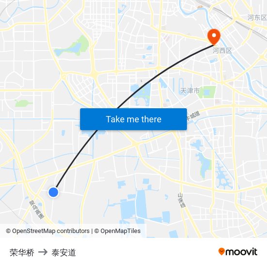 荣华桥 to 泰安道 map