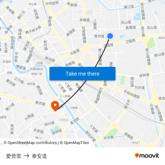 爱营里 to 泰安道 map