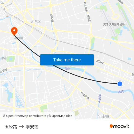 五经路 to 泰安道 map