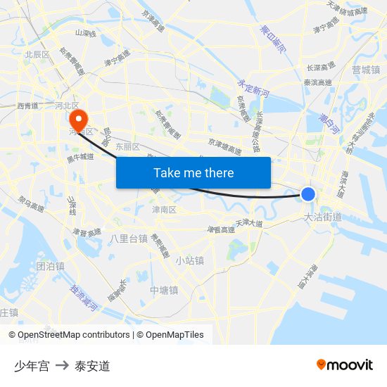 少年宫 to 泰安道 map