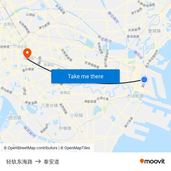 轻轨东海路 to 泰安道 map