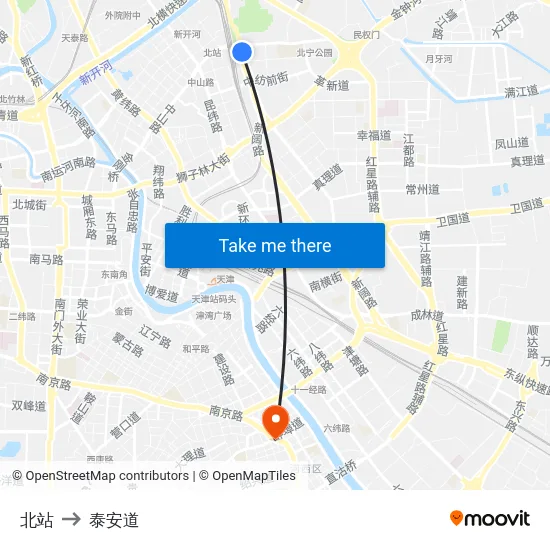 北站 to 泰安道 map