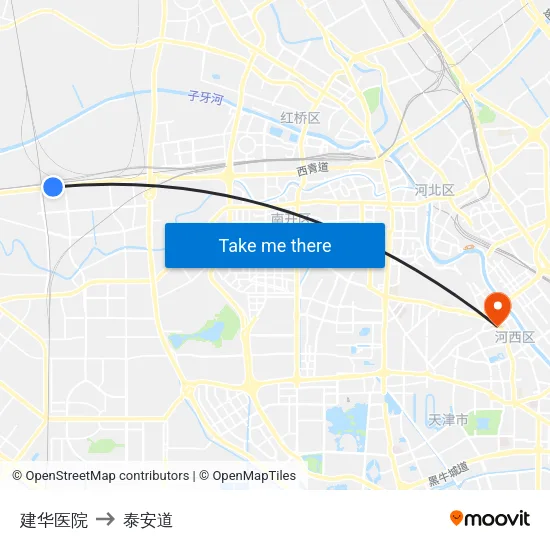 建华医院 to 泰安道 map