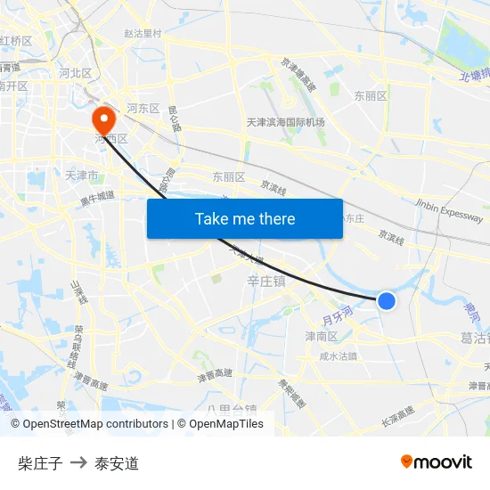 柴庄子 to 泰安道 map