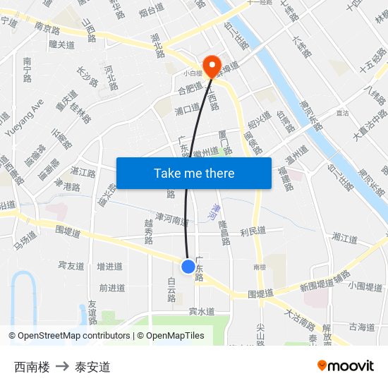 西南楼 to 泰安道 map