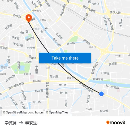 学苑路 to 泰安道 map